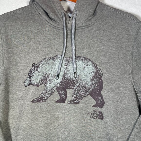 The North Face Hoodie Mens S Gray Pullover Sweatshirt Bear Logo Outdoors Nature - Picture 2 of 7